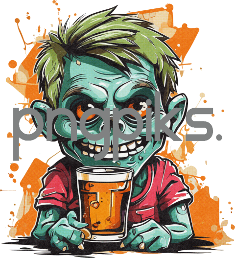 25492103 Anti Design - Funny Zombie Drinking Beer Half Tone Tshirt Design for Print on Demand