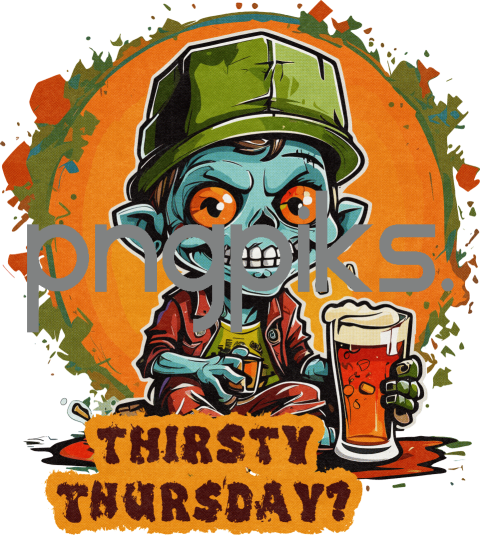 47280051 Say Cheers to the Undead with this Anti Design Zombie Drinking Beer T-Shirt!
