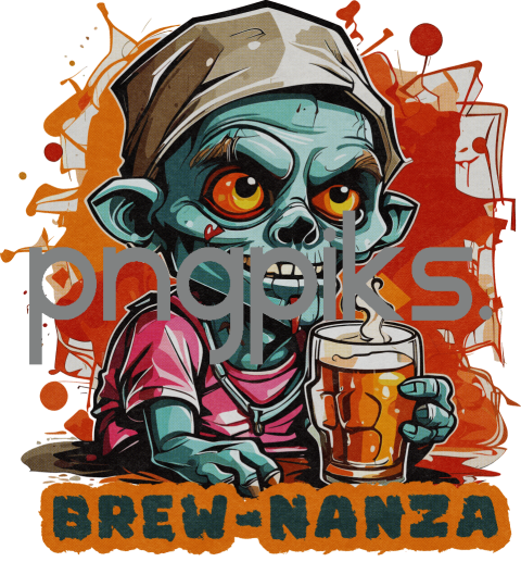 48253485 Anti Design Zombie T-Shirt - Funny Half Tone Effect Beer Drinking Tee
