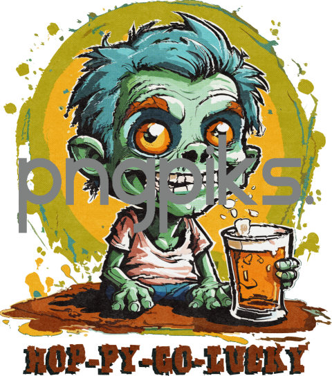 67906631 Check Out These Fun and Quirky Anti Design Zombie Drinking Beer T-Shirts