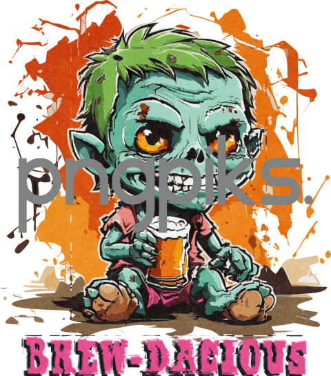 68541230 Anti Design Funny Zombie Drinking Beer Tshirt Design for Print on Demand