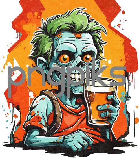 32210535 Anti Design Zombie Beer T-Shirt | Funny Half Tone Effect Print