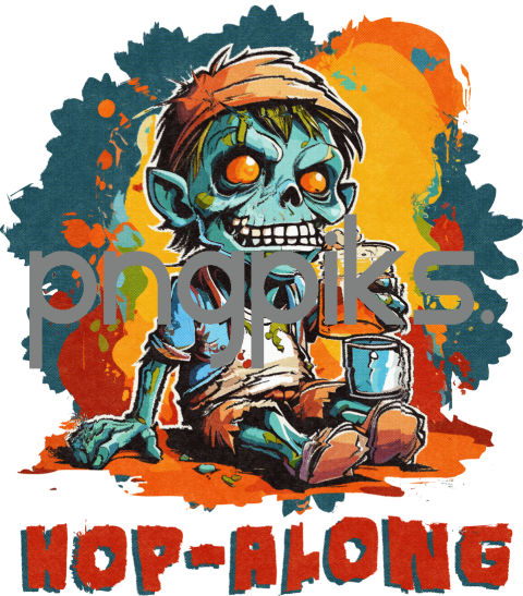 78518549 Hop Along Anti Design Funny Zombie Drinking Beer T-Shirt Design