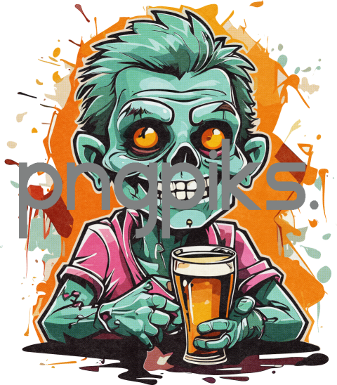 21131781 Anti Design Zombie Beer T-Shirt - Half Tone Effect for Print on Demand