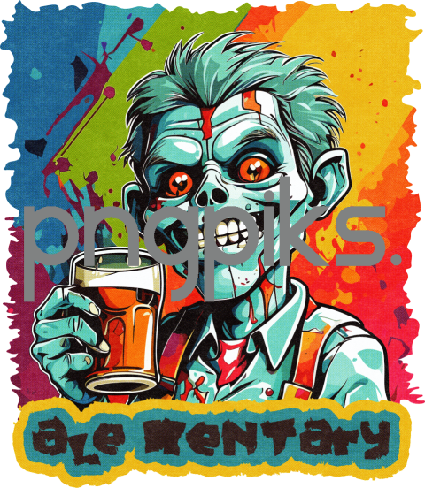 49529617 Anti Design Funny Zombie Drinking Beer T-Shirt Design | Print on Demand