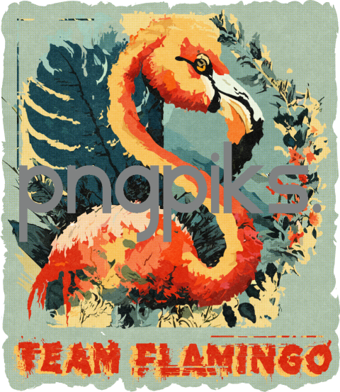 12257930 Get Artistic and Bold with Our Flamingo Bird Doodle Art Halftone Print!