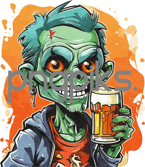 28662570 Anti Design Zombie Tshirt - Cute & Funny Beer Drinking Half Tone Effect