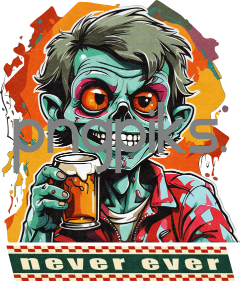 35744622 Anti Design Zombie Drinking Beer T-Shirt | Half Tone Funny Print Design