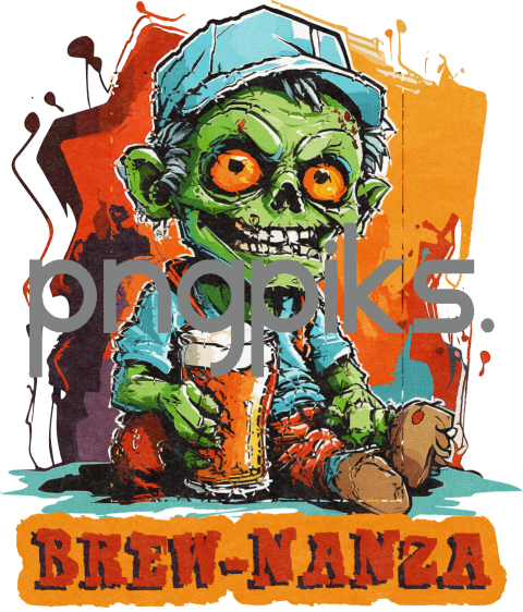 67986420 Get a Unique Anti Design "Funny Zombie Drinking Beer" T-Shirt Design for Print on Demand