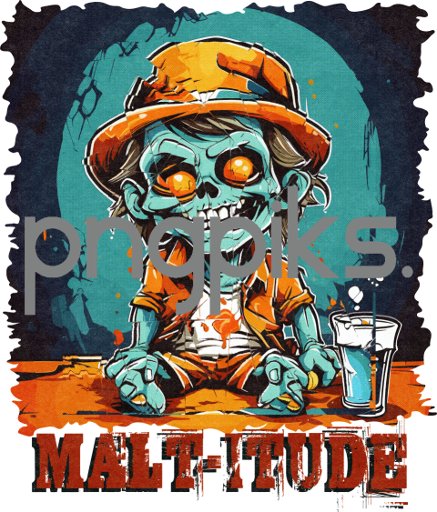 62560481 Anti Design Funny Zombie Drinking Beer Half Tone T-Shirt Design for Print on Demand
