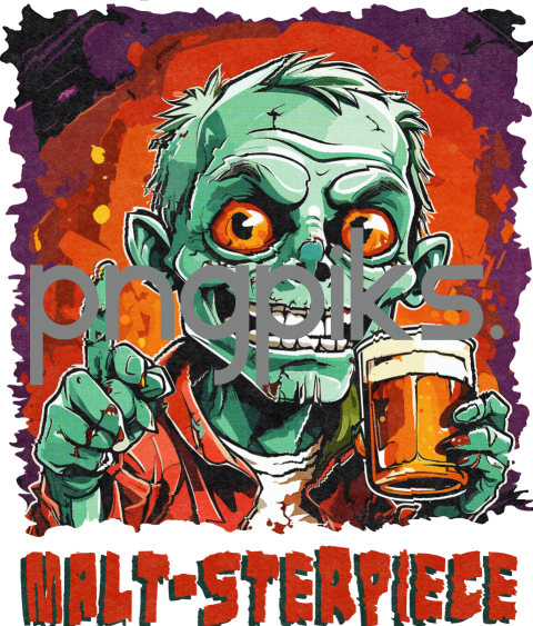 78224234 Malt sterpiece Anti Design's Cute and Funny Zombie Drinking Beer T-Shirt Design!