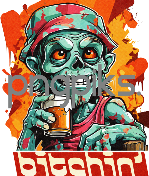 35195736 Anti Design: Funny Zombie Drinking Beer Design for Print on Demand