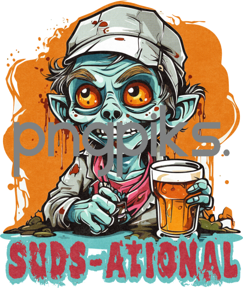 46508552 Anti Design Funny Zombie Beer T-Shirt Design for Print on Demand