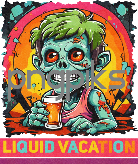 39753332 Anti Design Funny Zombie Drinking Beer Half-Tone Effect T-Shirt Design