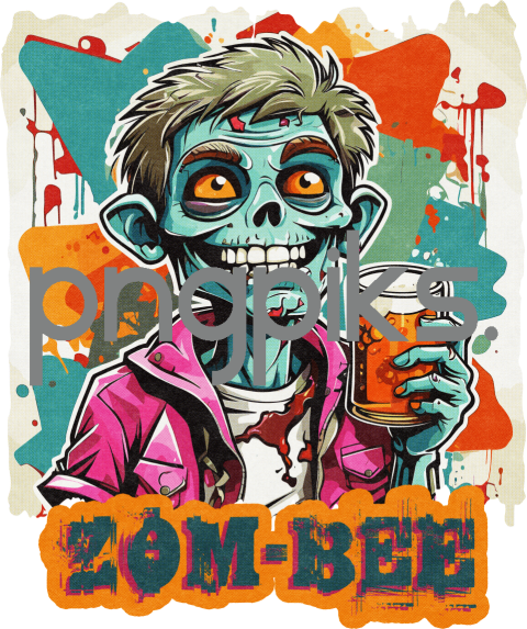 54341744 Anti Design - Funny Zombie Drinking Beer Tshirt for Print on Demand