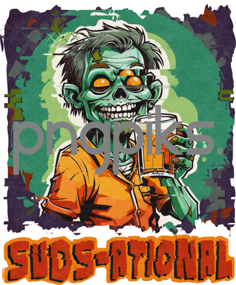 78863573 Suds ational Anti Design: Funny Zombie Drinking Beer Shirt with Half Tone Effect