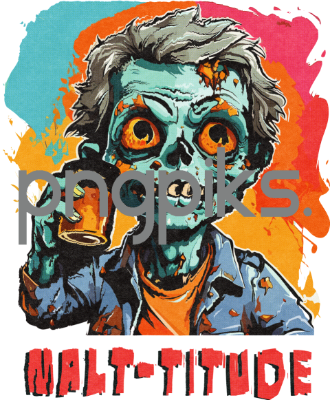 80373705 Malttitude Funny Zombie Drinking Beer Tshirt Design for Print on Demand - Cute and Anti Design