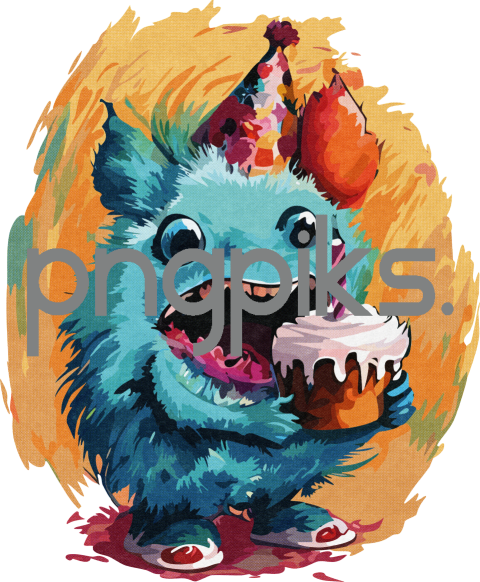 29365062 Hilarious Birthday Cartoon: Funny Creature Wall Art for Print on Demand and T-Shirts