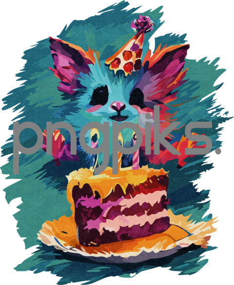 16490353 Funny Birthday Animal Cartoon for Print on Demand: Celebrate with this Abstract Wall Art!