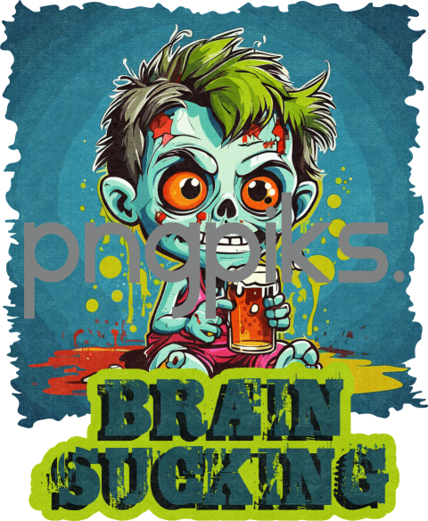 55426771 Funny Zombie Drinking Beer Half Tone T-Shirt Design by Anti Design