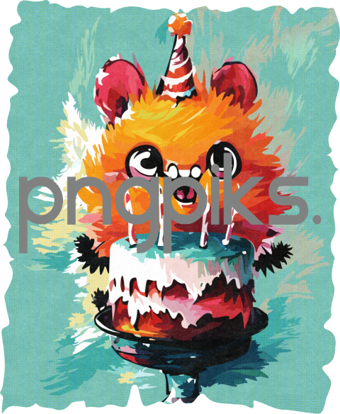 18863324 Celebrate with a Laugh: Funny Birthday Creature Cartoon Art for Print on Demand