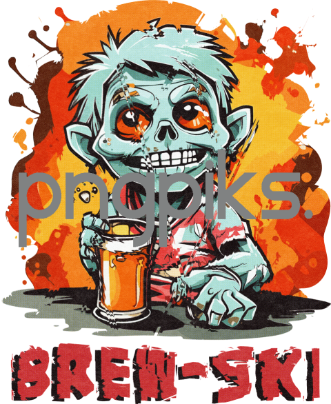 81166007 Brewski Anti Design Funny Zombie Drinking Beer T-Shirt - Perfect for Print on Demand!