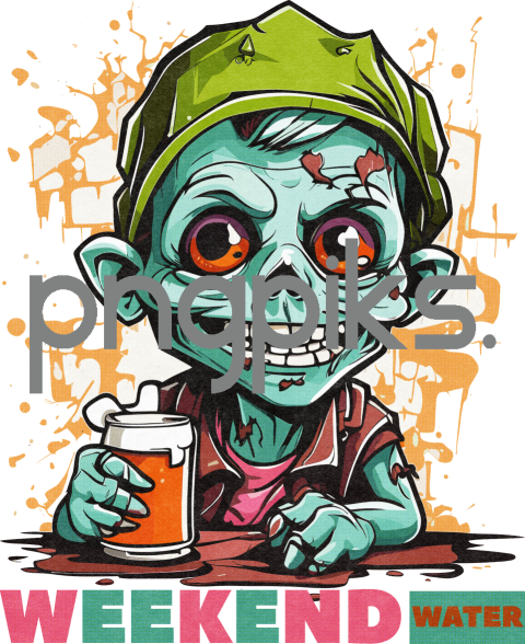 40499955 Anti Design Zombie Drinking Beer Half Tone T-Shirt Design for Print on Demand
