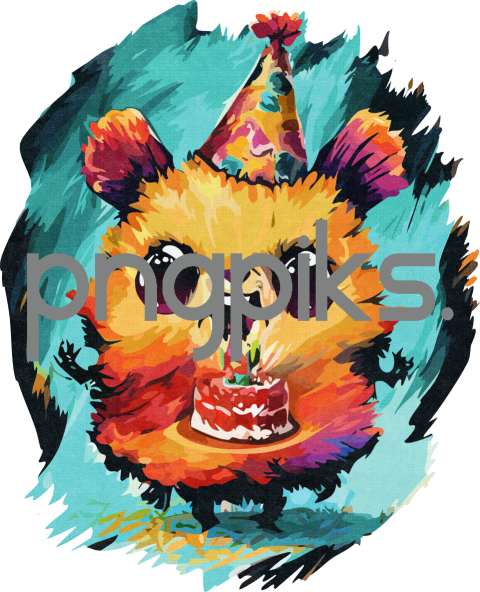 30646325 Funny Birthday Cartoon Art: Celebrate with an Abstract Animal Creature!