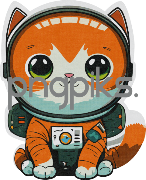 12009032 Galactic Whimsy: Anti-Design Orange Cat Astronaut T-Shirt with Vibrant Half-Tone Appeal