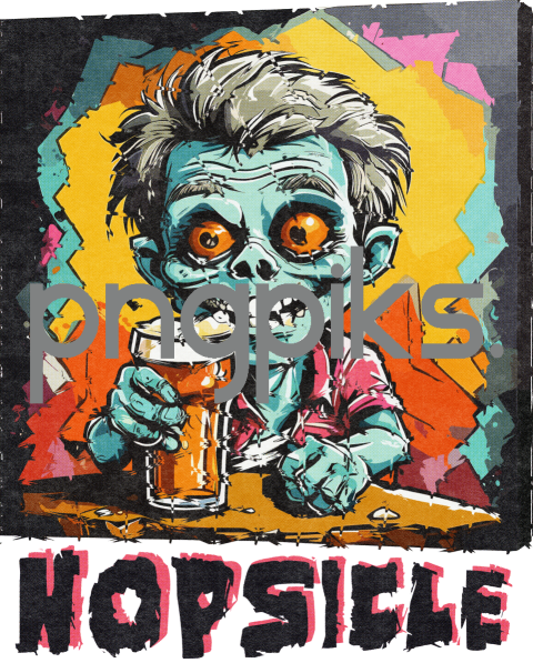 77485144 Beer Drinking Zombie T-Shirt with Hilarious Half Tone Effect from Anti Design