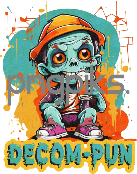 57855415 Decom pun Funny Zombie Drinking Beer T-Shirt Design | Anti Design