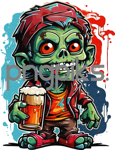 18053667 Anti Design Funny Zombie Drinking Beer T-shirt Design - Perfect for Print on Demand!