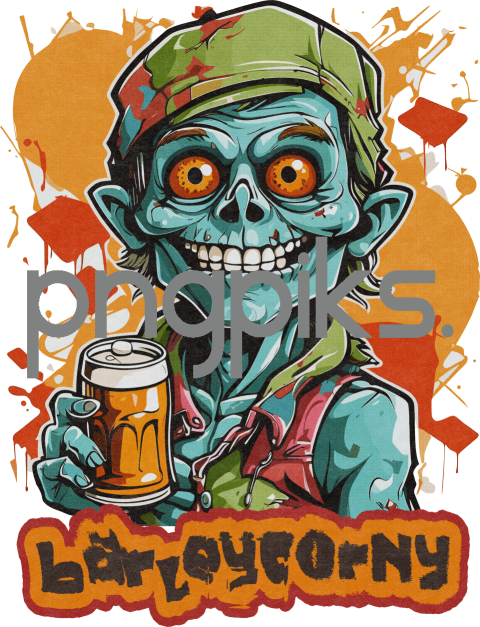 49284837 Get Your Laugh On with Our Cute Zombie Drinking Beer T-Shirt Design!