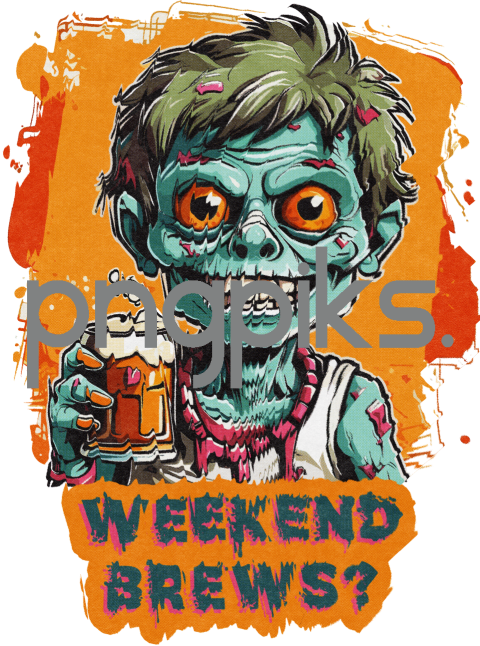 52372005 Funny Beer-Drinking Zombie T-Shirt Design for Print on Demand by Anti Design