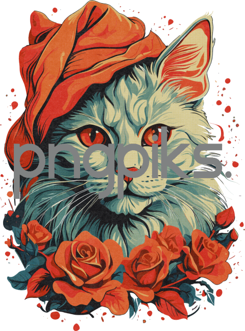 1430900 Rebellious Xmas: Cat Punx Halftone Tee