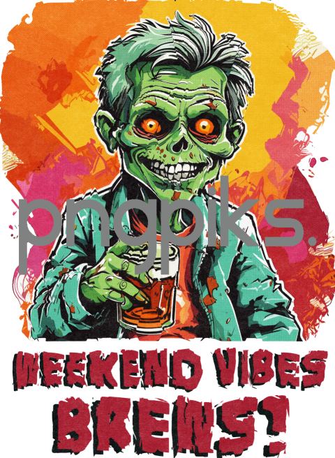 74190829 Weekend Vibes Brews Anti Design Cute Zombie Beer T-Shirt - Perfect for the Zombie Loving Beer Drinker!