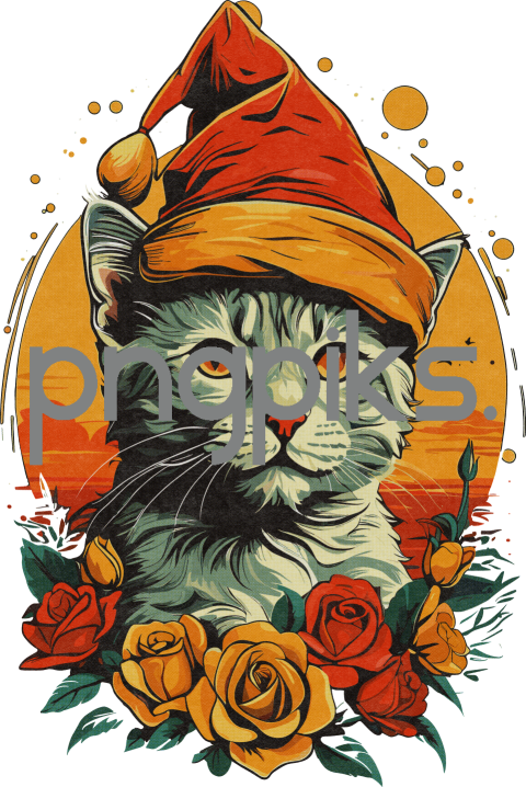1401023 Meowr Than Merry: Subvert the Season with Anti-Design Cat & Flower Tee
