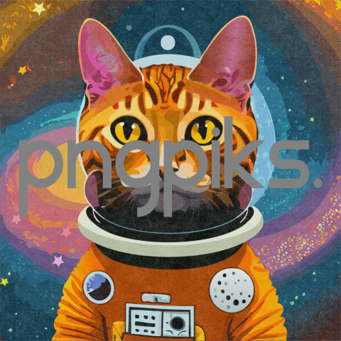 16798888 AstroCat Odyssey: Embrace Cosmic Chic with Our Orange Cat Astronaut T-Shirt Design