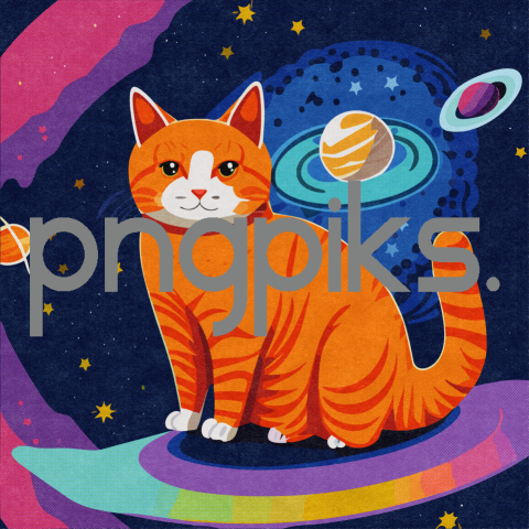 50465956 Starry Whiskers: Orange Cat Astronaut's Celestial Sojourn in Anti Design T-shirt Marvel