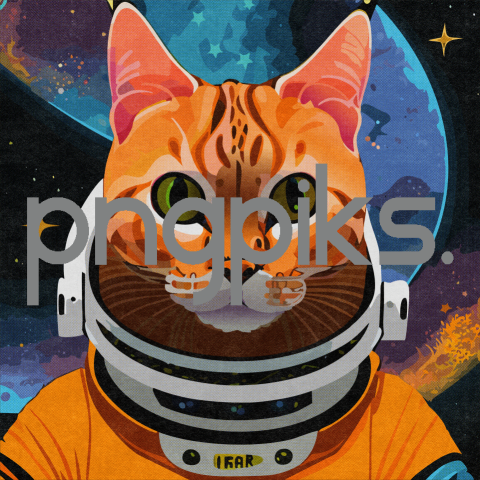 52659145 Cosmic Cat Elegance: Orange Astronaut Kitty Soars through a Colorful Galaxy in Anti Design T-shirt Marvel