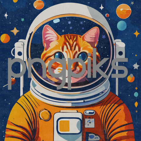 54667621 Cosmic Whisker Odyssey: Orange Cat Astronaut Explores a Colorful Galaxy in Anti Design T-shirt Splendor