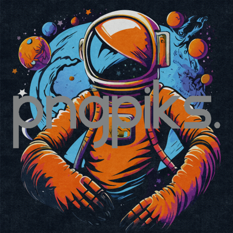 10506563 Galactic Oddities: Orange Alien Astronaut's Anti Design T-shirt Voyage through a Colorful Cosmos
