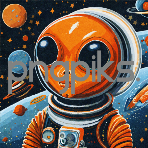 12285111 Cosmic Couture: Orange Alien Astronaut's Anti Design Odyssey in a Colorful Galaxy T-shirt