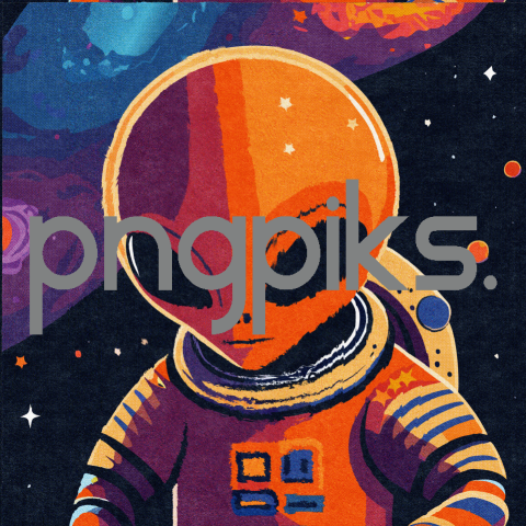 21653220 Galactic Splendor: Orange Alien Astronaut Stars in Anti Design's Colorful Galaxy Tee
