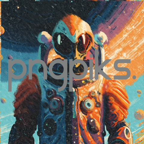 31085224 Cosmic Elegance Unveiled: Orange Alien Astronaut Stars in Anti Design's Colorful Galaxy Tee