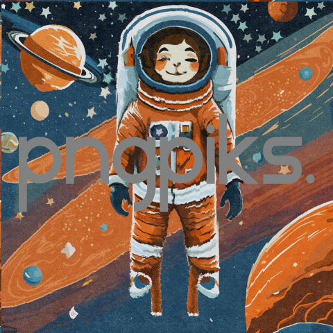 34317104 Futuristic Elegance: Vibrant Orange Alien Astronaut T-Shirt Design