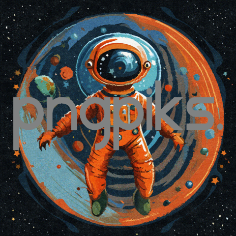 36110538 Neon Nebulas: Orange Alien Astronaut T-Shirt for Galactic Trendsetters