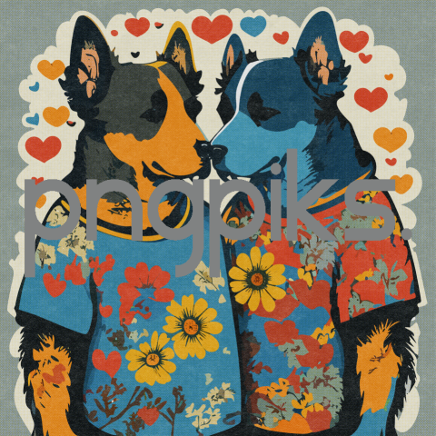 21465429 Dynamic Pup Love: Halftone Dog Valentine PNG Art for Vibrant T-Shirt Designs