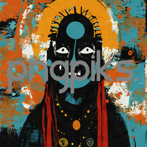 1537003 Conjuring the Unseen: A Half-Tone Vision of Voodoo Gods (Anti-Design Wall Art)