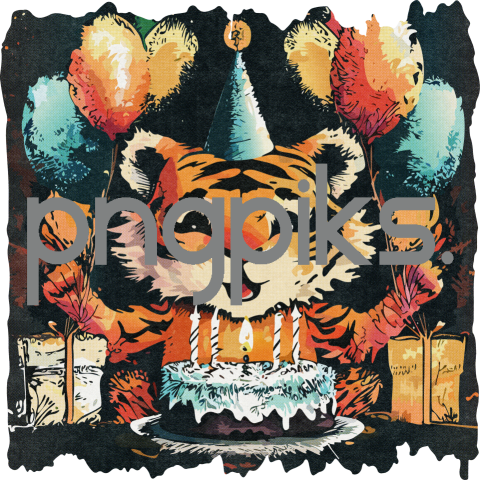 2535036 Happy Birthday Funnies Cartoon Tiger Zodiac Animal Wall Art Design